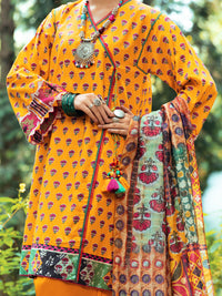 Yellow Cambric 3Pc Unstitched - AWP-3PS-550