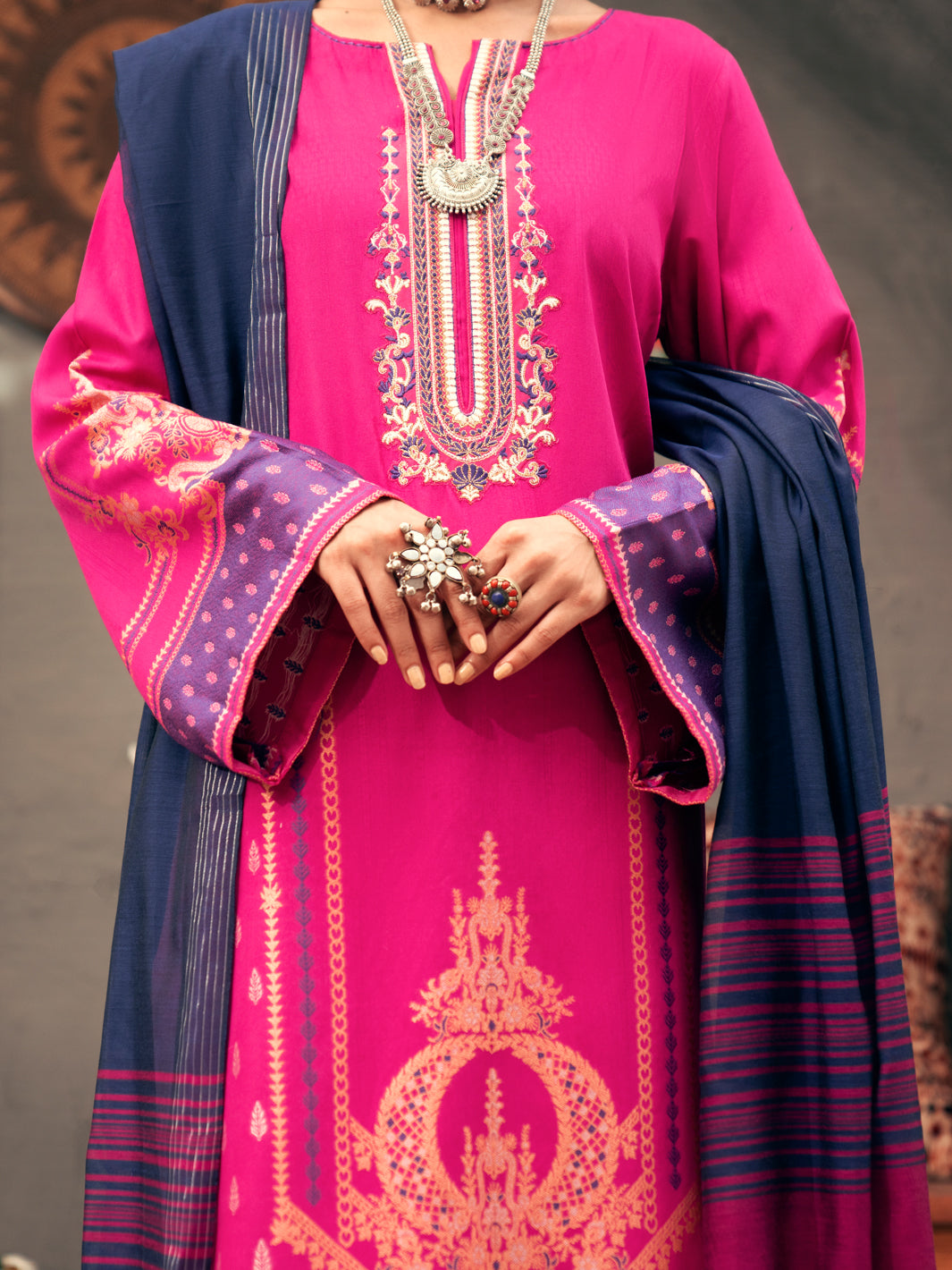 Pink Jacquard 3 Piece Stitched - AWP-3PS-560