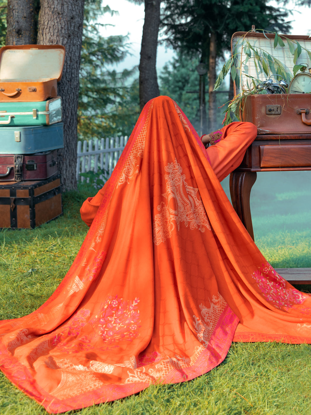 Rust Viscose Dobby 3Pc Unstitched - AWP-3PS-533