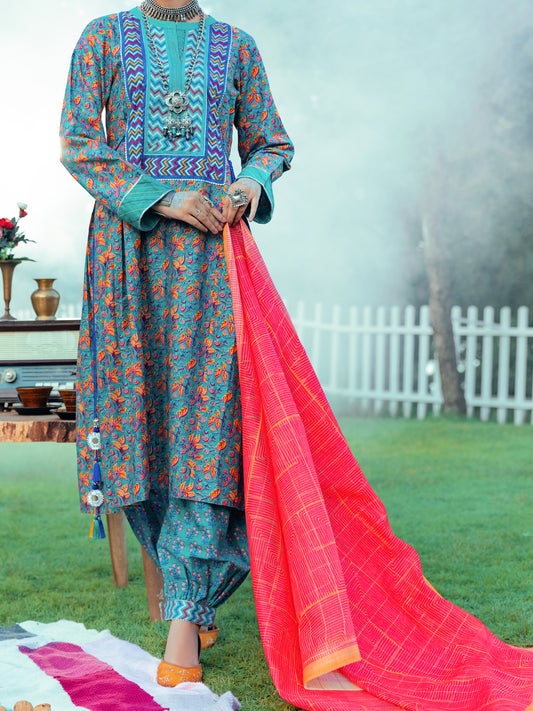 Green Cambric 3 Piece Stitched - AWP-3PS-577