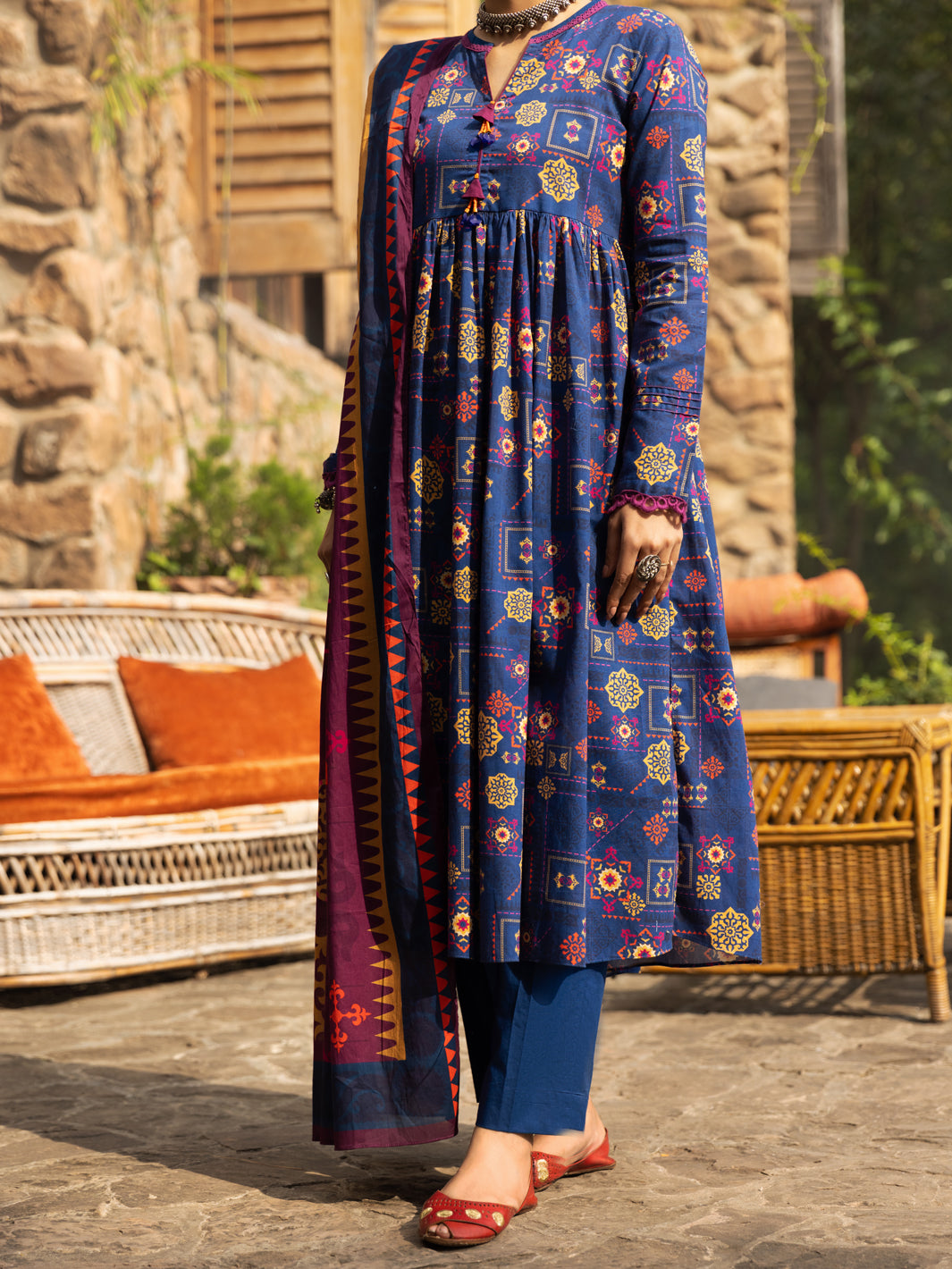 Blue Cambric 2Pc Unstitched - AWP-2PS-591