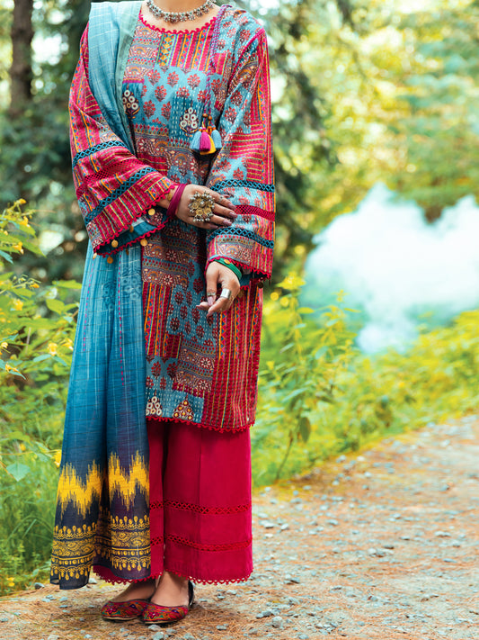Fuchsia Cambric 3Pc Unstitched - AWP-3PS-548