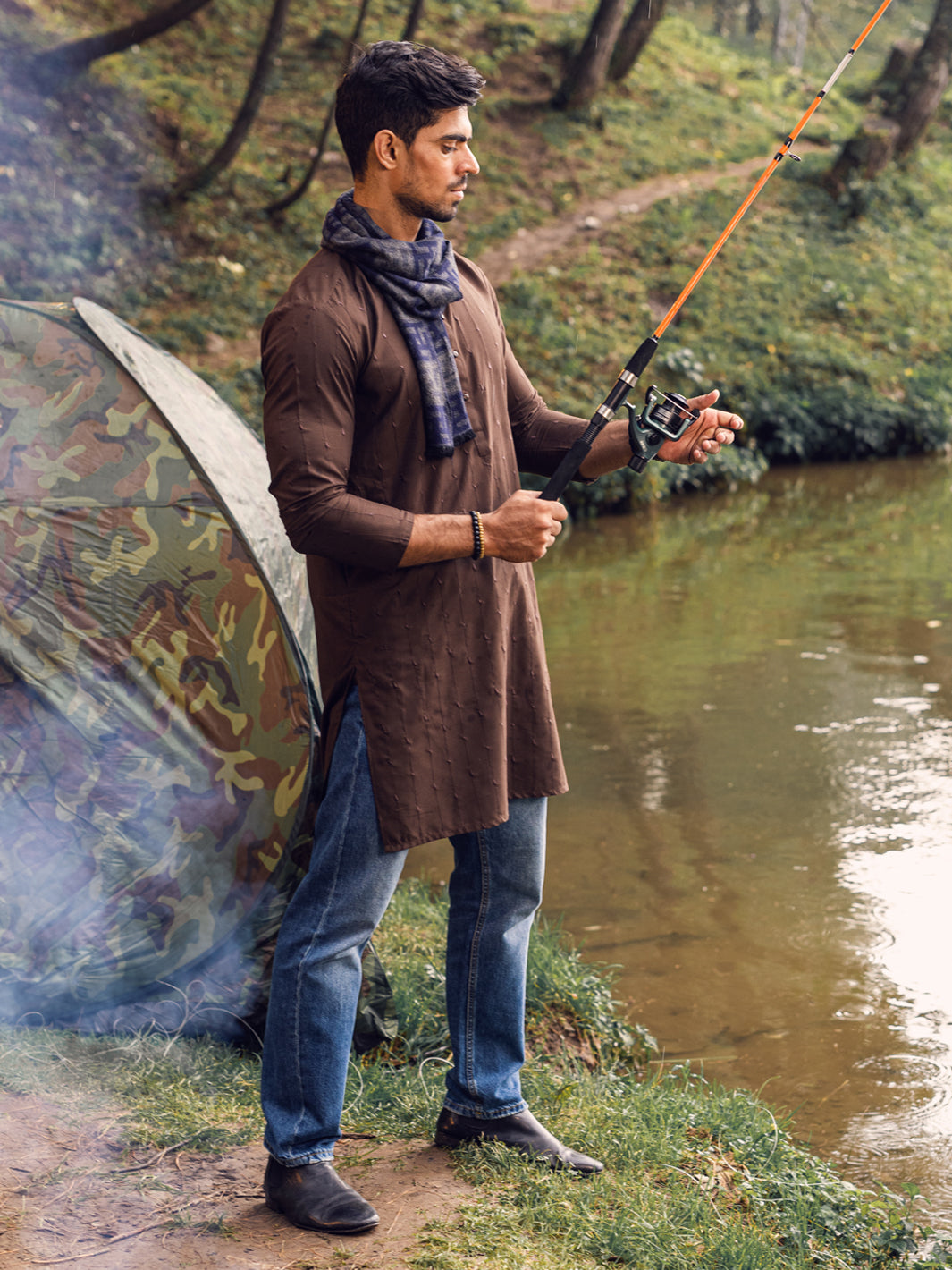 Brown Blended Kurta - AL-K-1112A - Almirah Online