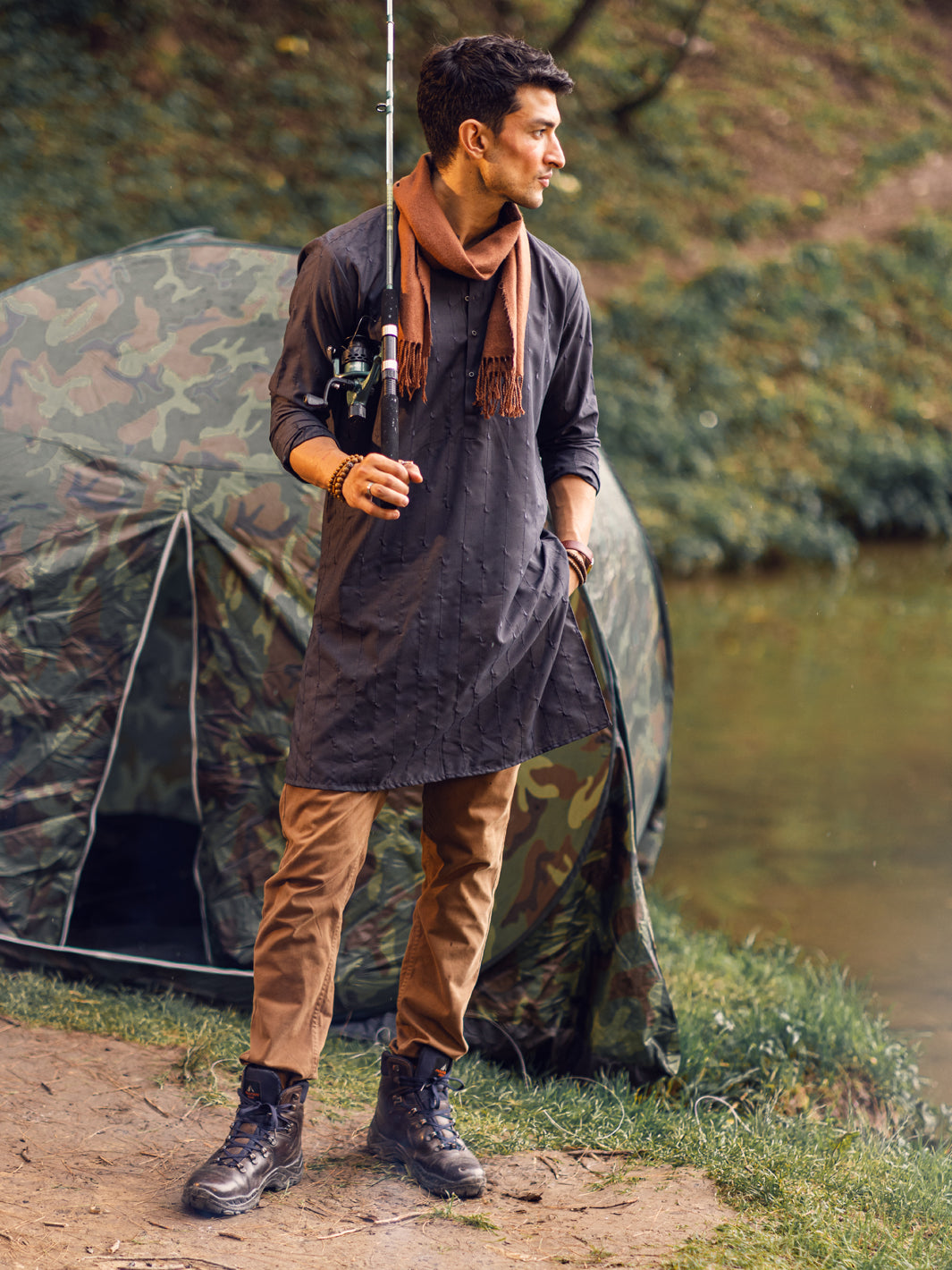 Grey Blended Kurta - AL-K-1112B - Almirah Online