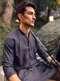Grey Blended Kurta - AL-K-1112B