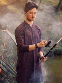 Maroon Blended Kurta - AL-K-1112D