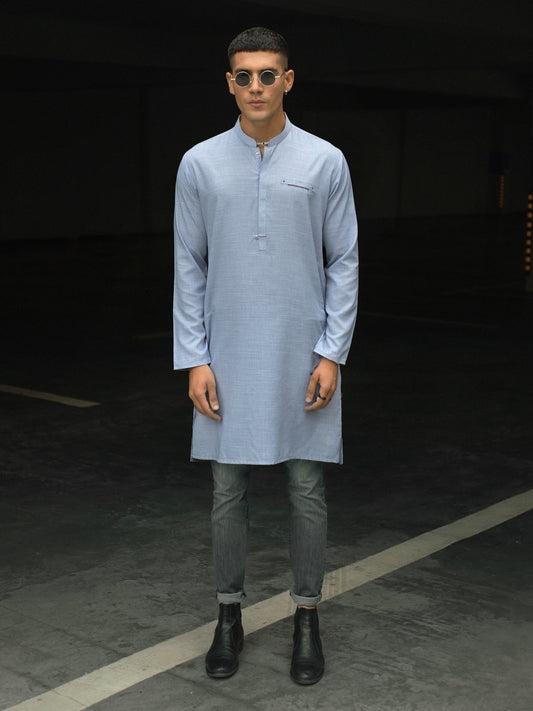 Light Blue Blended Kurta - AL-K-1113B