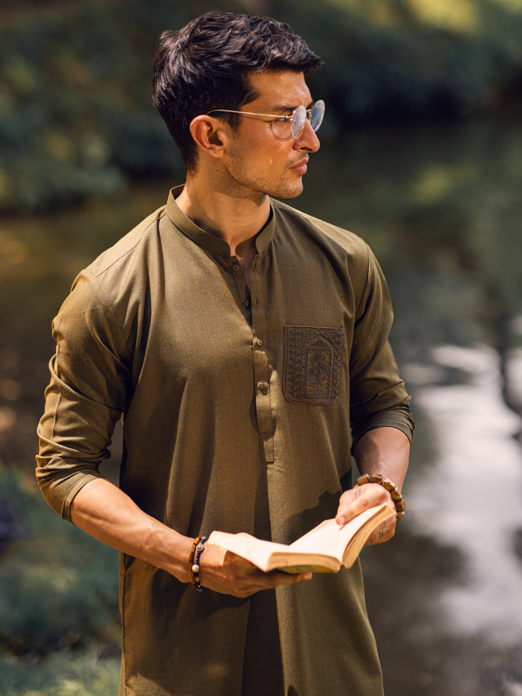 Green Blended Kurta - AL-K-1114A