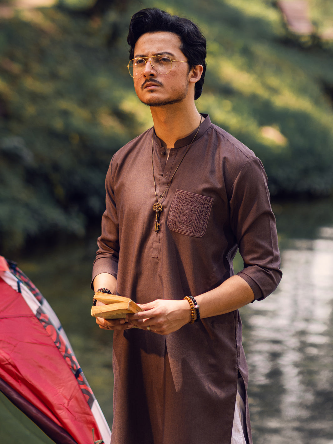 Brown Blended Kurta - AL-K-1114C