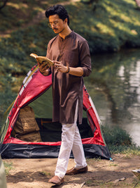 Brown Blended Kurta - AL-K-1114C