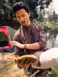 Brown Blended Kurta - AL-K-1114C