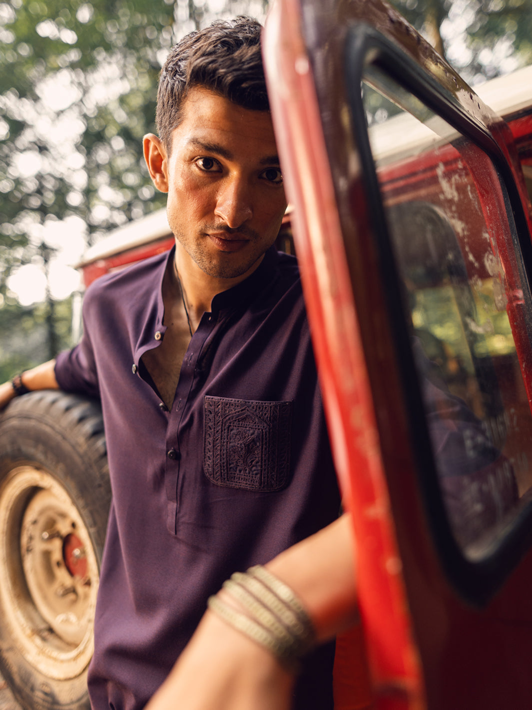 Dark Purple Blended Kurta - AL-K-1114D