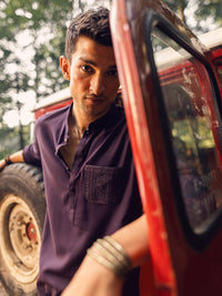Dark Purple Blended Kurta - AL-K-1114D