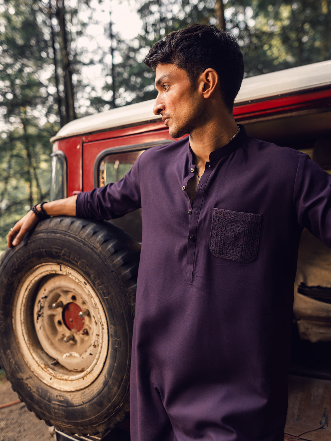 Dark Purple Blended Kurta - AL-K-1114D