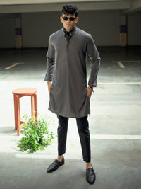 Grey Blended Kurta - AL-K-1115