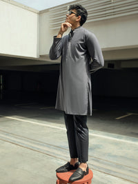 Grey Blended Kurta - AL-K-1115
