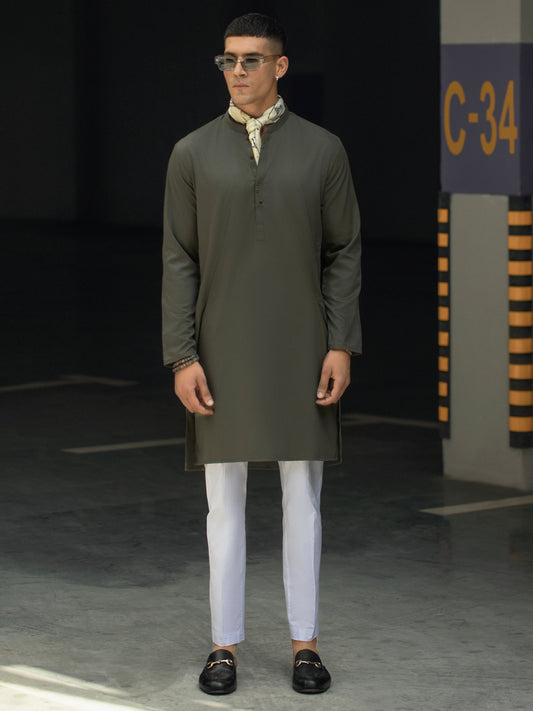 Green Blended Kurta - AL-K-1116