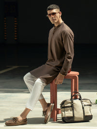 Brown Blended Kurta - AL-K-1117