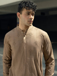 Khaki Brown Blended Kurta - AL-K-1120A