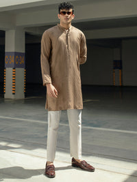 Khaki Brown Blended Kurta - AL-K-1120A