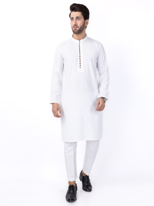 White Blended Kurta - AL-K-1121A - Almirah Online