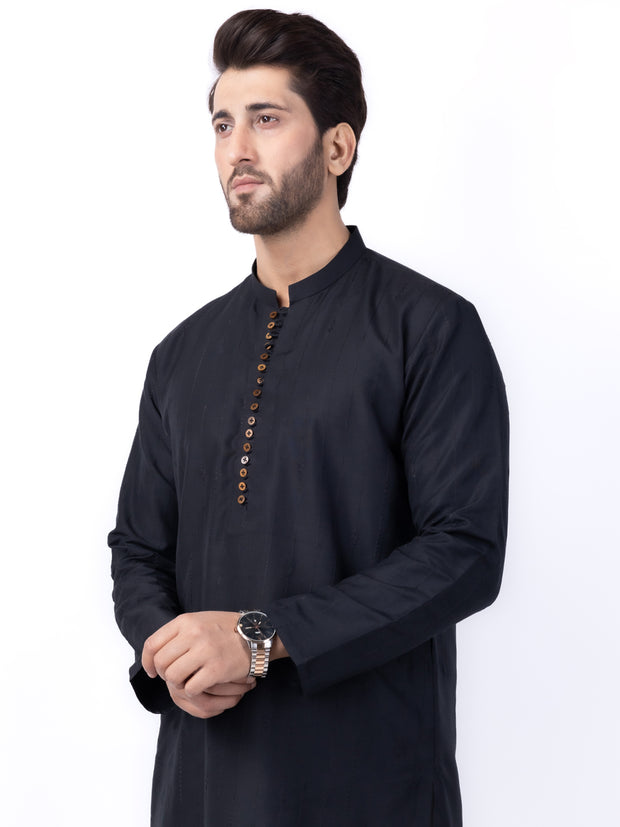 Black Blended Kurta - AL-K-1121D - Almirah Online