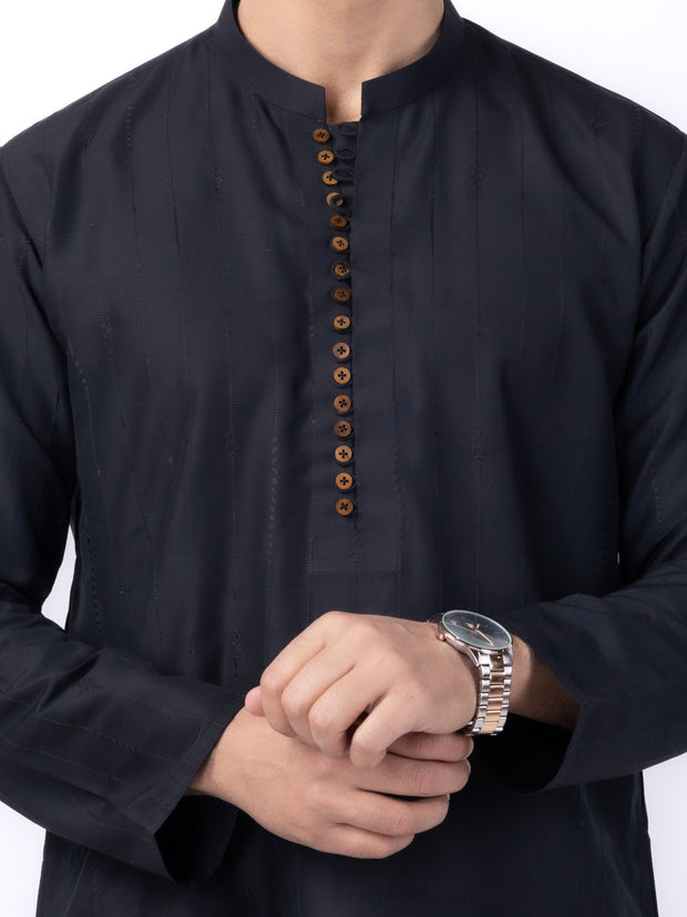 Black Blended Kurta - AL-K-1121D - Almirah Online