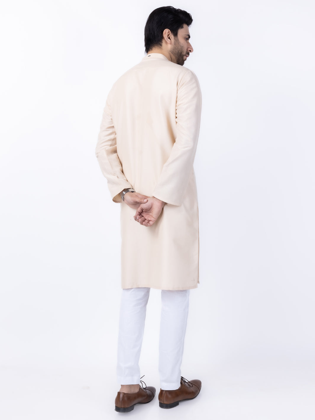 Cream Blended Kurta - AL-K-1121B - Almirah Online