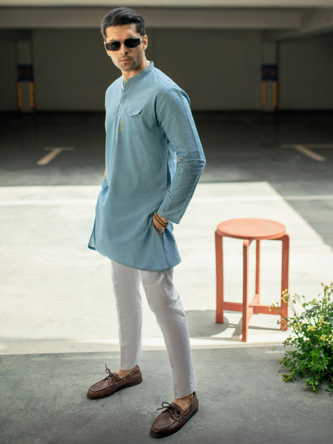 Blue Blended Kurta - AL-K-1125