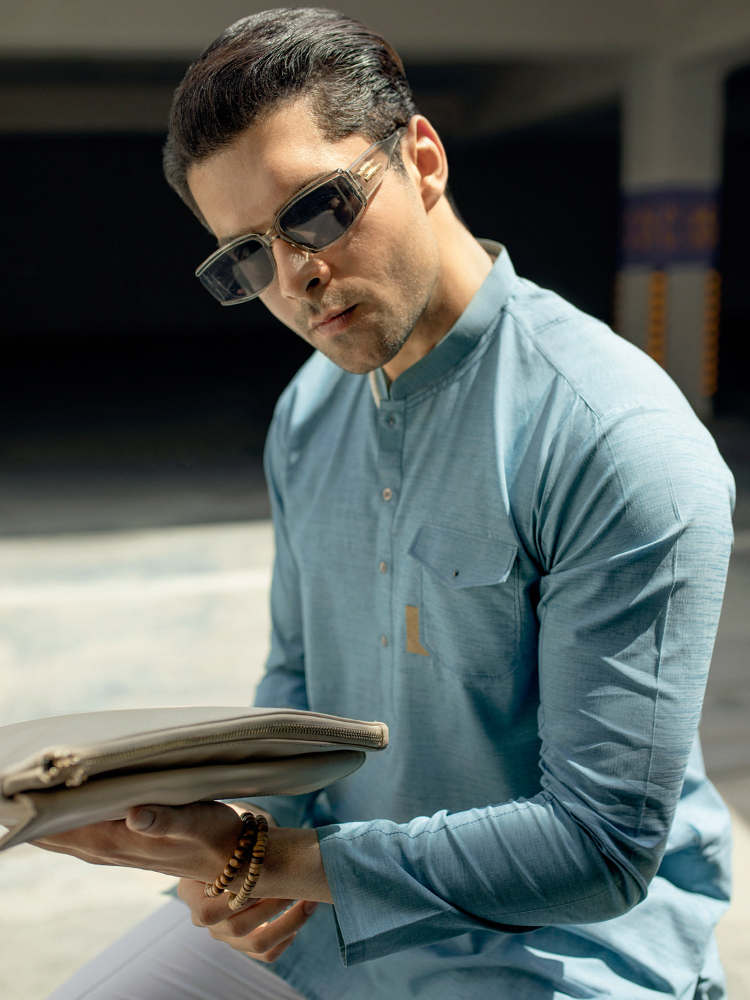 Blue Blended Kurta - AL-K-1125