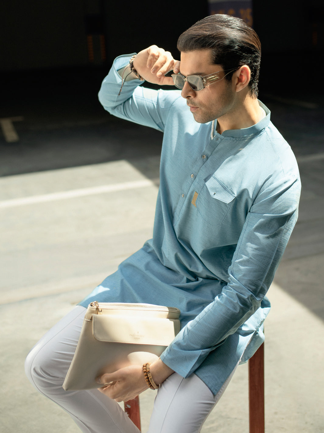 Blue Blended Kurta - AL-K-1125