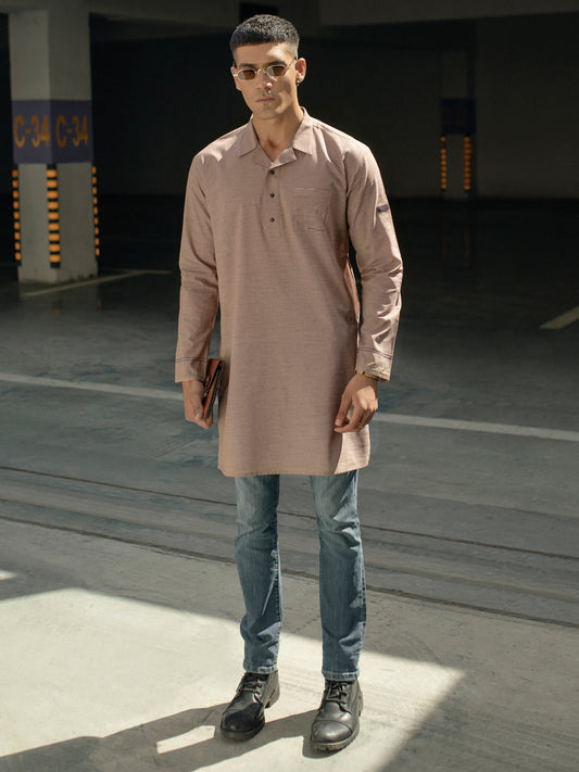 Brown Blended Kurta - AL-K-1127