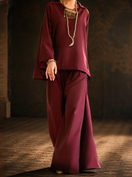 Maroon Yarn Dyed 2Pc Stitched - ALCR-2PS-LKS-1127