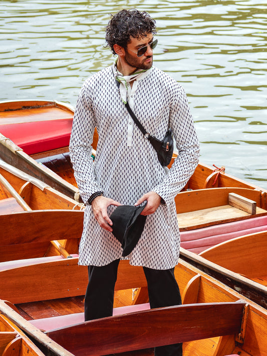 White Cotton Kurta - AL-K-1134B - Almirah Online