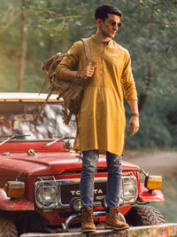Mustard Cotton Kurta - AL-K-1135A