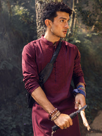 Maroon Cotton Kurta - AL-K-1135C