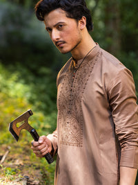 Brown Cotton Kurta - AL-K-1135E