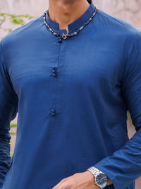 Dark Blue Cotton Kurta - AL-K-1136
