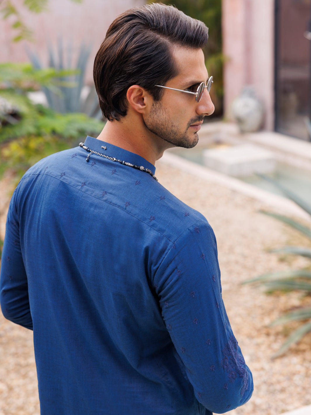 Dark Blue Cotton Kurta - AL-K-1136 - Almirah Online