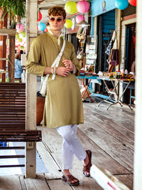 Pistachio Green Cotton Kurta - AL-K-1139C
