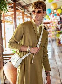 Pistachio Green Cotton Kurta - AL-K-1139C