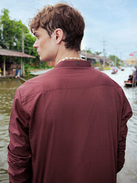 Rust Red Cotton Kurta - AL-K-1139D
