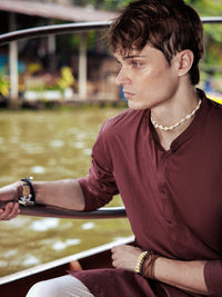 Rust Red Cotton Kurta - AL-K-1139D