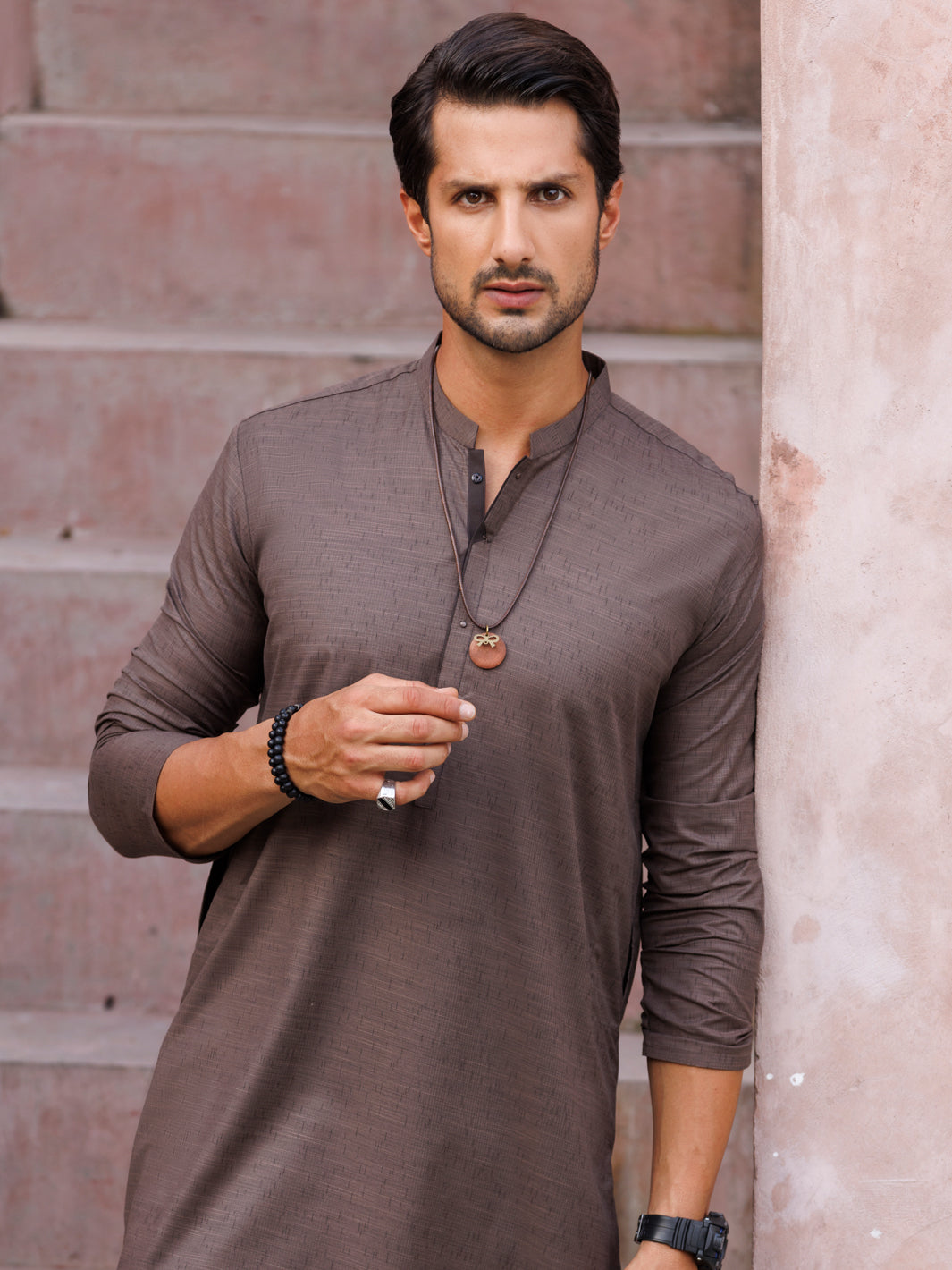 Brown Blended Kurta - AL-K-1140 - Almirah Online