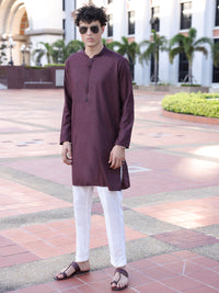 Maroon Blended Kurta - AL-K-1141