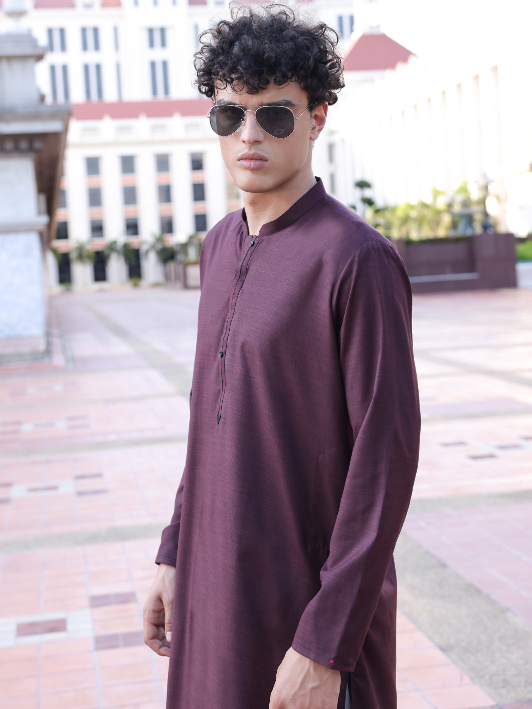 Maroon Blended Kurta - AL-K-1141 - Almirah Online