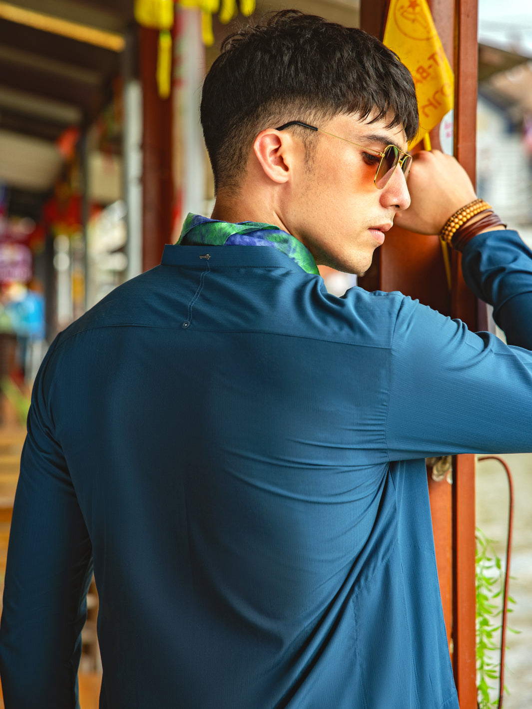 Teal Blue Blended Kurta - AL-K-1142 - Almirah Online