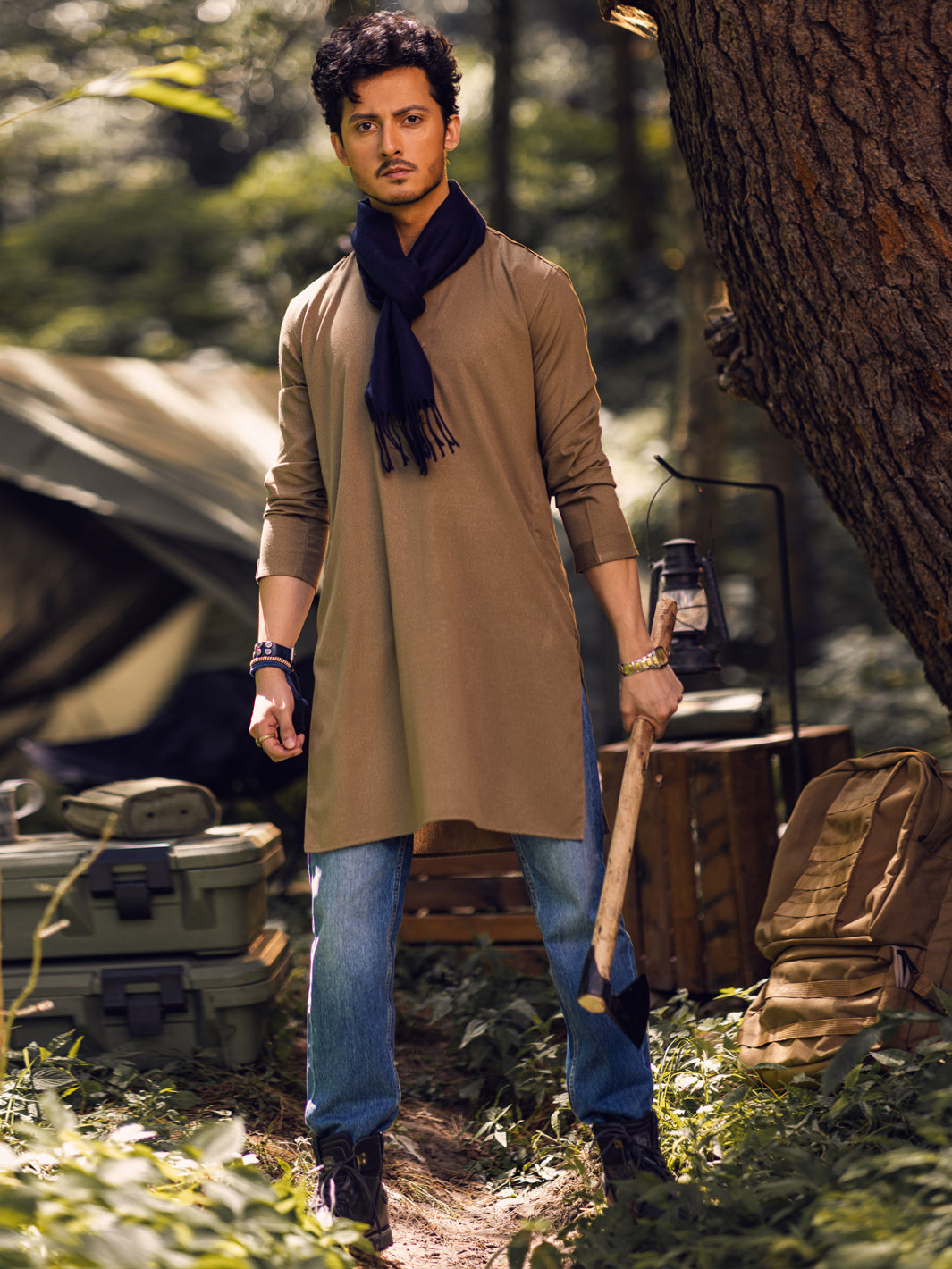 Green Blended Kurta - AL-K-1143D