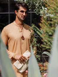 Beige Cotton Kurta - AL-K-1144A