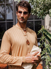 Beige Cotton Kurta - AL-K-1144A